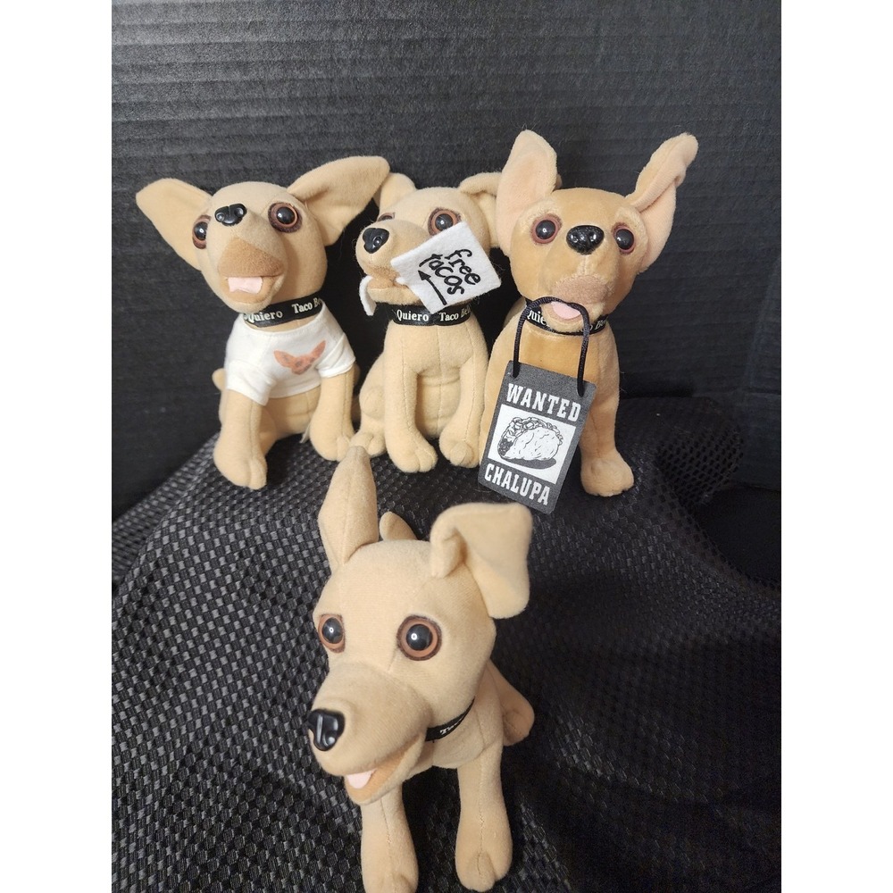 Vintage Taco Bell Chihuahua Plush Toy Lot of 4 Yo Quiero Taco Bell 90s Sound